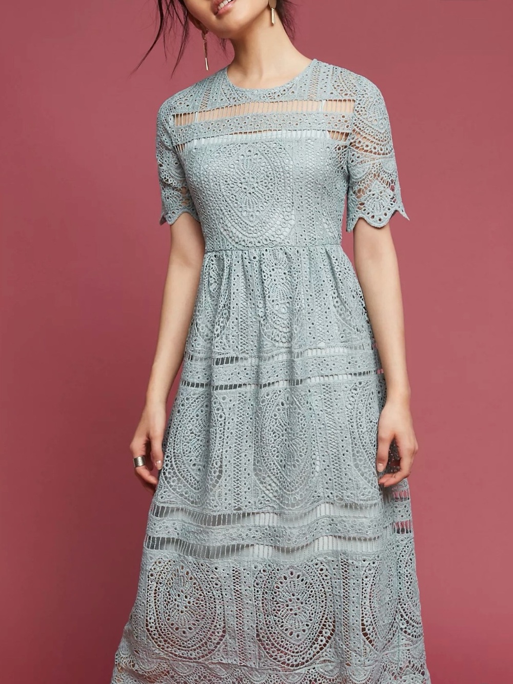 Mint Lace Midi Dress - Picture 3 of 6